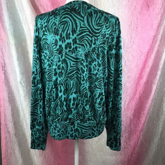 Apt 9 Lightweight Animal Print Sweater Sz XL Green Black Cheetah Leopard - Picture 6 of 8